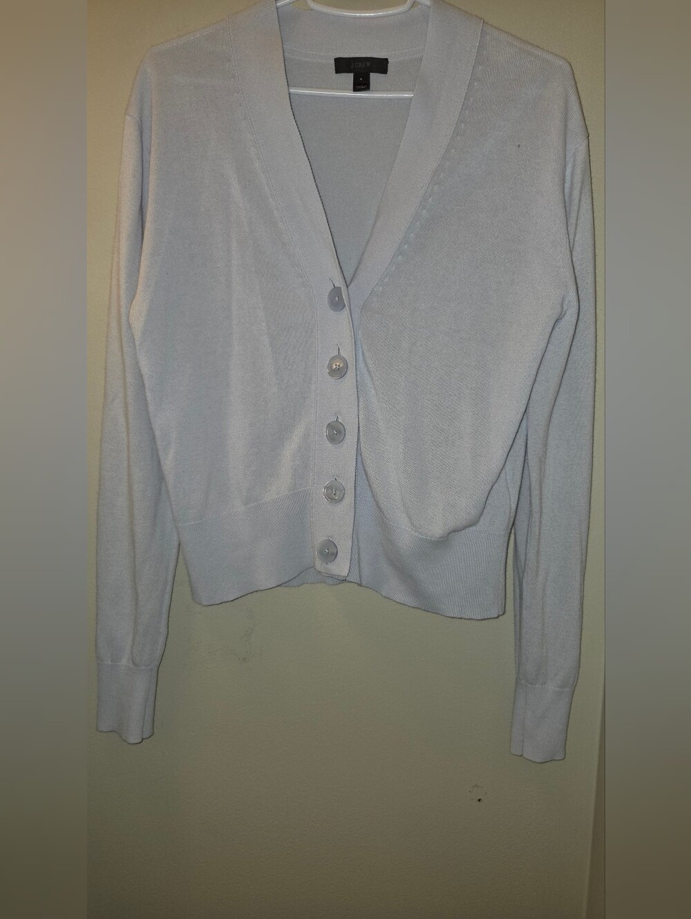 J. Crew Pale Blue V-Neck Button Front Cardigan Size Small